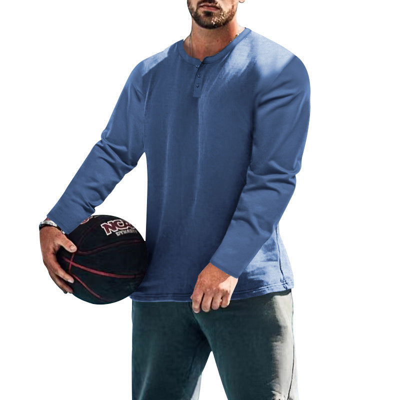 Herren Langarm-Henley-Oberteil aus Baumwoll-Mix schmal geschnitten Shop Nory