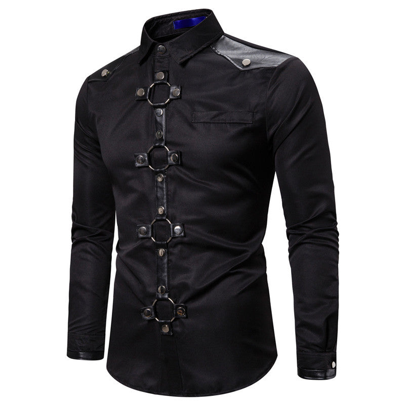 Herren modernes Langarmhemd mit stylischem Ring-Detail