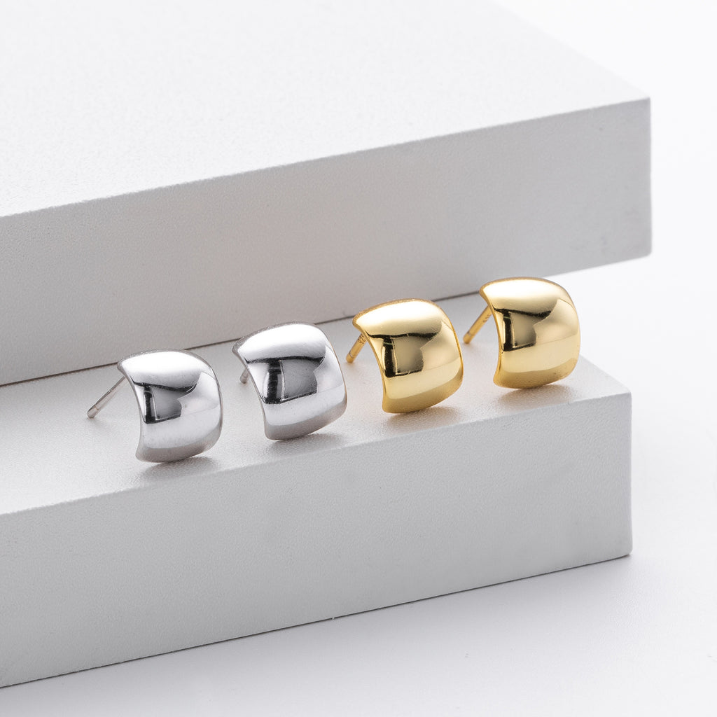Damen Ohrstecker mit modernem, geschwungenem Design aus 925 Sterling Silber Shop Nory