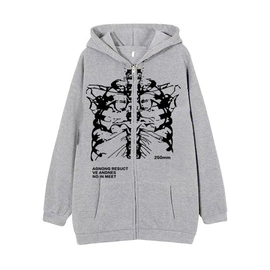 Damen nan Kapuzenjacke mit durchgehendem Reißverschluss und Rippenherz-Print Shop Nory