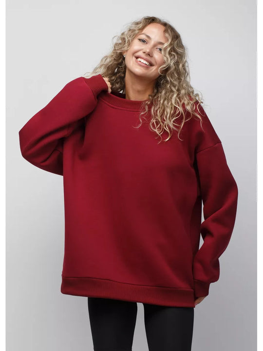 Damen oversized Sweatshirt mit Rundhalsausschnitt, French-Terry Innenfutter und überschnittener Schulter Shop Nory