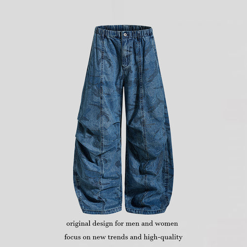 Damen Extraweite Denim-Palazzo-Hose mit elastischem Komfortbund und markanten Nahtdetails Shop Nory