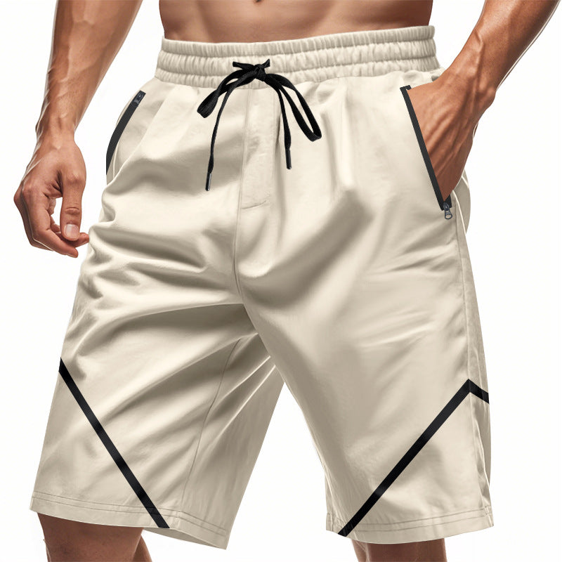Herren nan atmungsaktive Trainingsshorts mit Reißverschlusstaschen und elastischem Tunnelzugbund