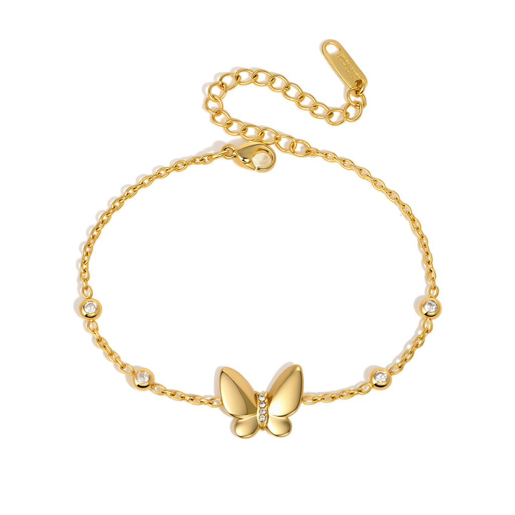 Damen Armband mit filigranem Schmetterlingsdesign aus hypoallergenem Edelstahl Shop Nory