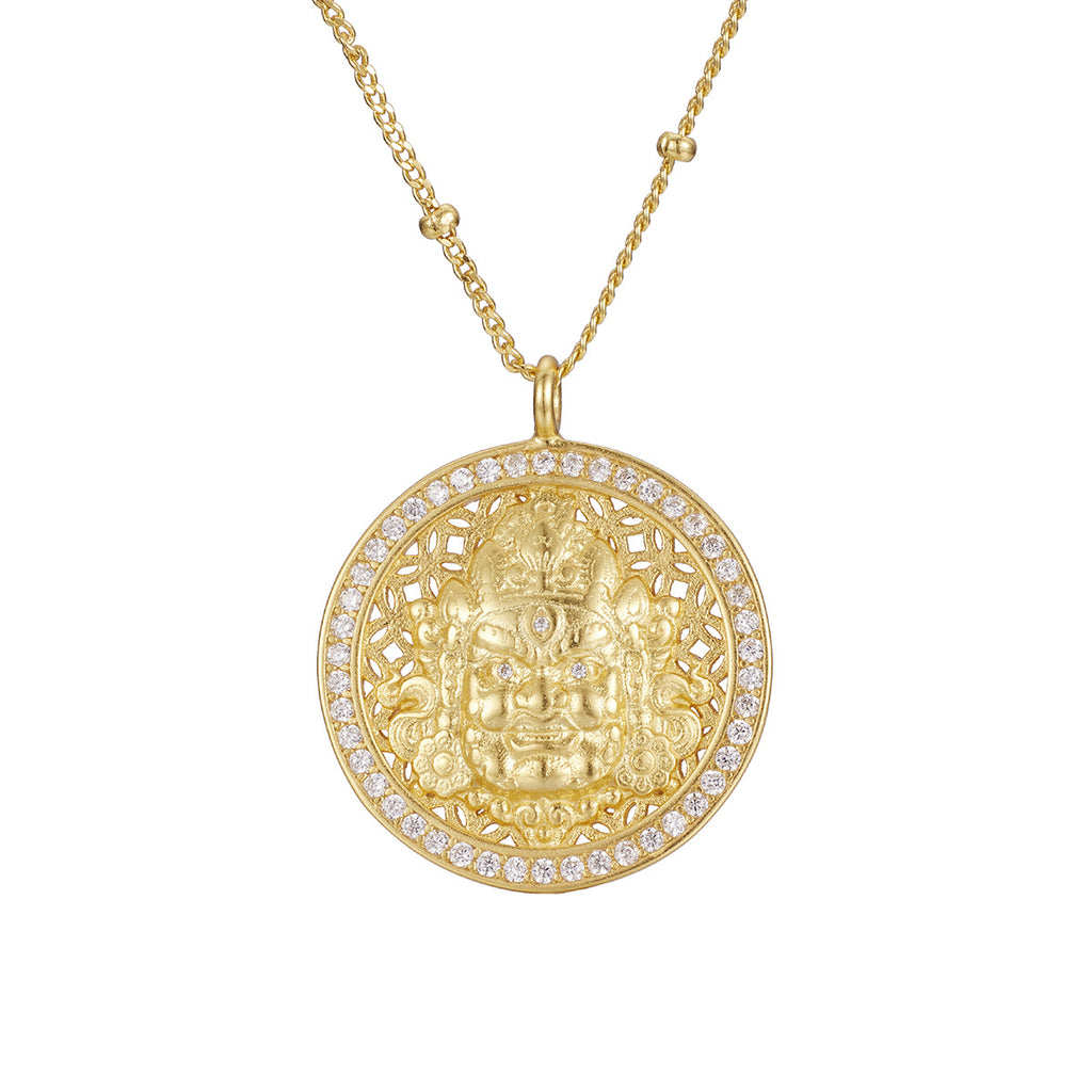 Damen Halskette mit kunstvollem Buddha-Anhänger und funkelnden Zirkonia Shop Nory