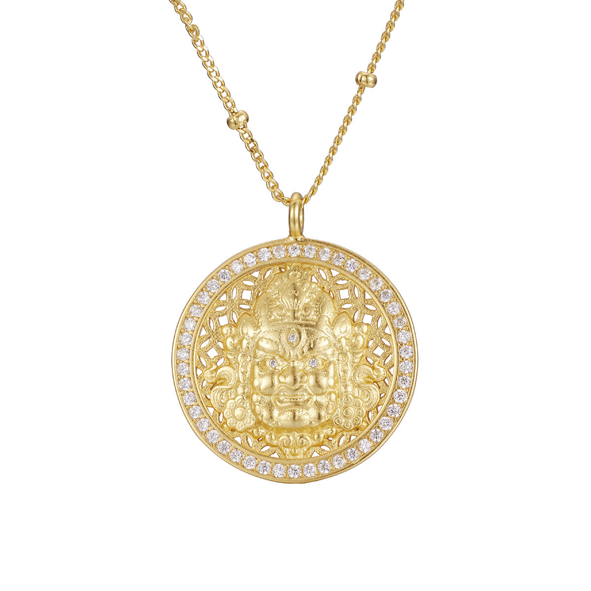 Damen Halskette mit kunstvollem Buddha-Anhänger und funkelnden Zirkonia Shop Nory