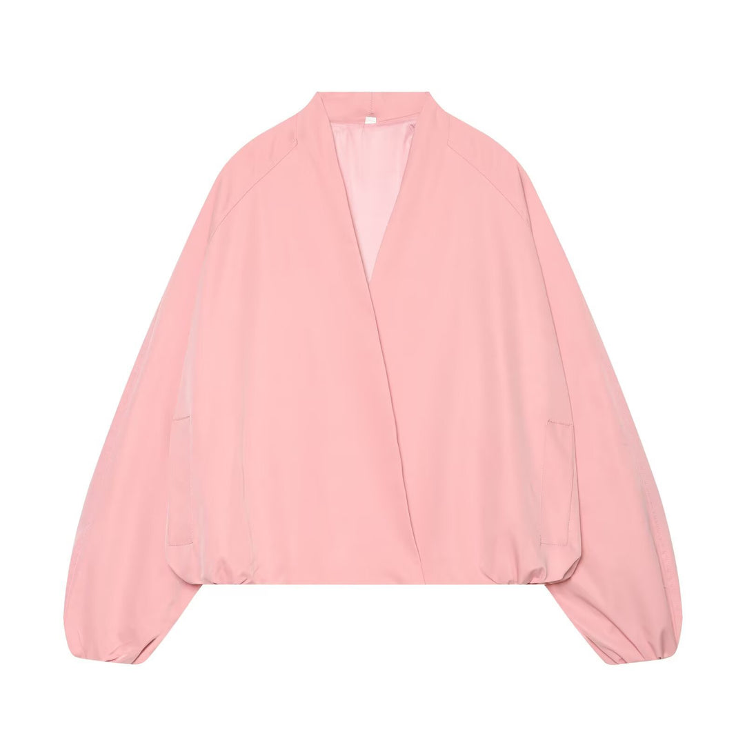 Damen Leichte Cropped-Bomberjacke im Boxy‑Schnitt mit offenem Kimono‑Verschluss Shop Nory