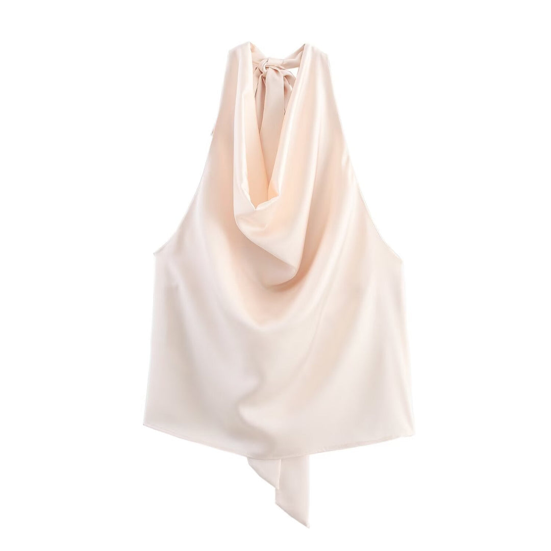 Damen Edles Haltertop mit fließendem Schnitt und eleganter Rückenbinde Shopnory