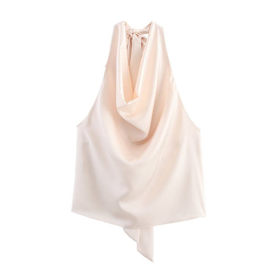 Damen Edles Haltertop mit fließendem Schnitt und eleganter Rückenbinde Shopnory