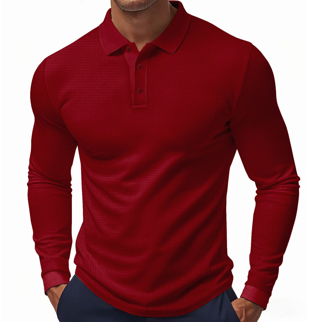 Herren Langarm-Polohemd mit strukturiertem GewShopnorye