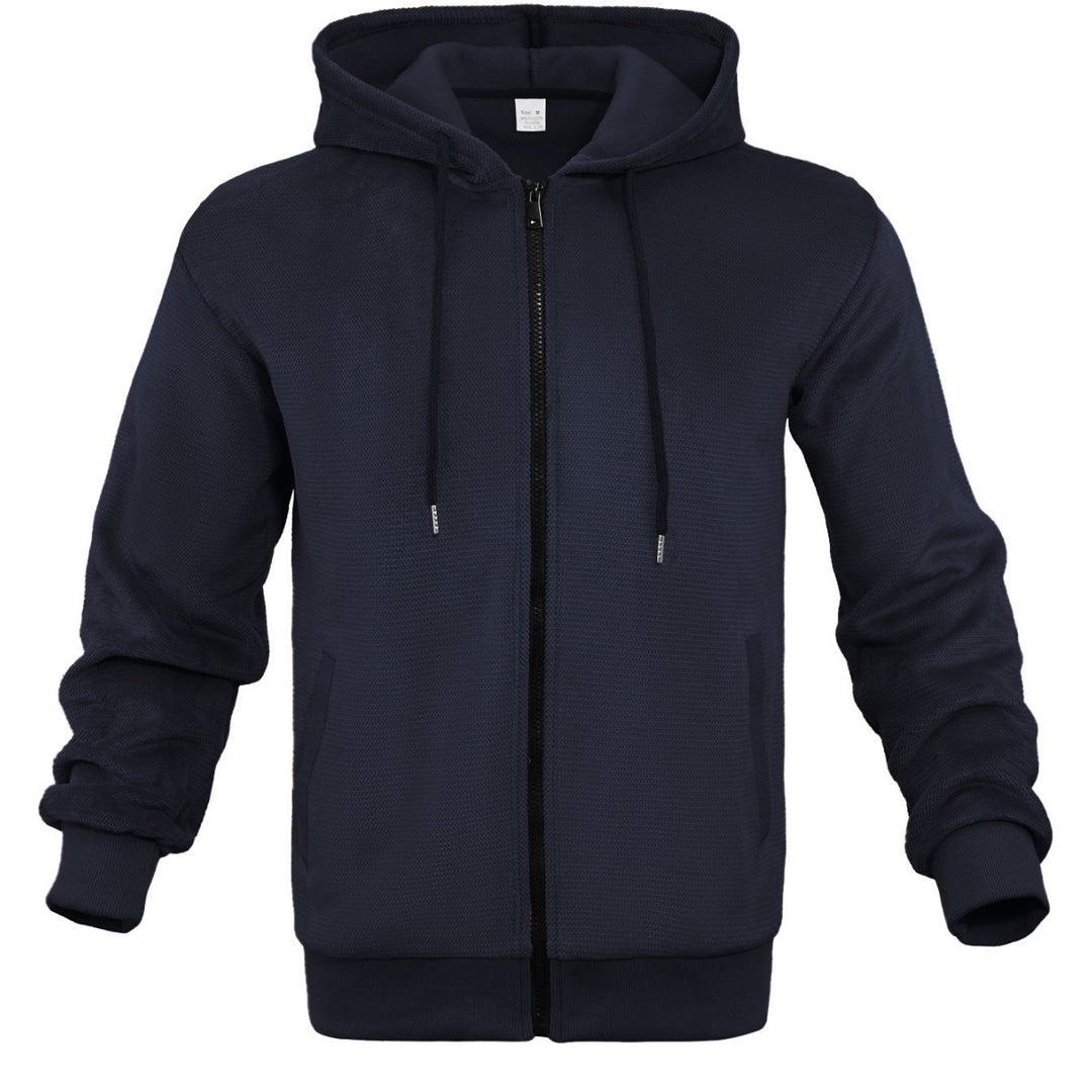 Herren Strukturiertes Kapuzen-Sweatshirt mit Vollzip, Seitentaschen und Rippbündchen Shop Nory