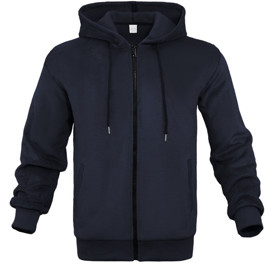 Herren Strukturiertes Kapuzen-Sweatshirt mit Vollzip, Seitentaschen und Rippbündchen Shop Nory