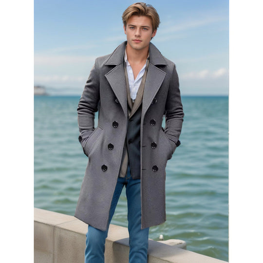 Herren knielanger klassischer Mantel mit gefütterter Innenlage und eleganter Knopfleiste Shop Nory