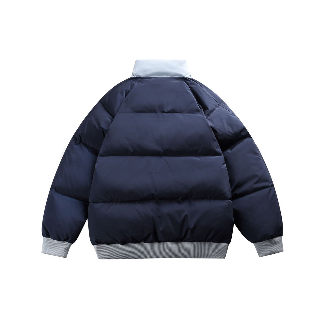 Unisex Kurz geschnittene wattierte Bomberjacke mit hohem Stehkragen und kontrastierenden Rippsäumen Shop Nory