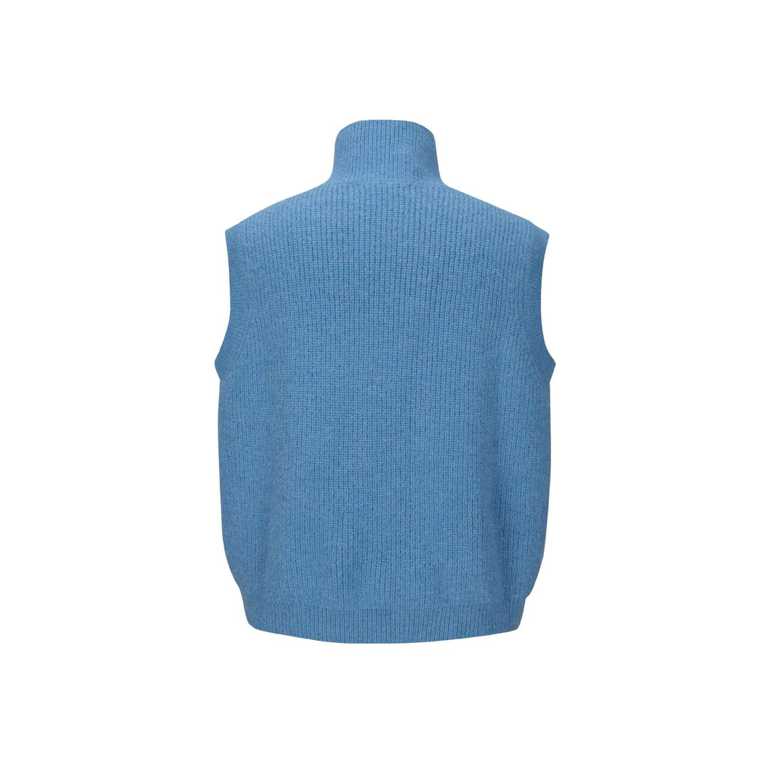 Unisex Grobgestrickte Weste mit Polokragen und Halbknopfleiste Shop Nory