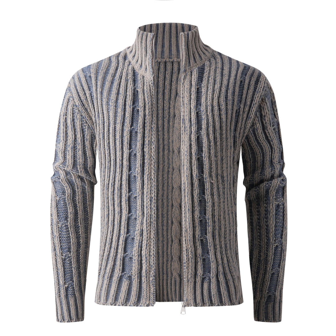 Herren Strickcardigan mit Zopfmuster, Stehkragen und durchgehendem Reißverschluss Shop Nory
