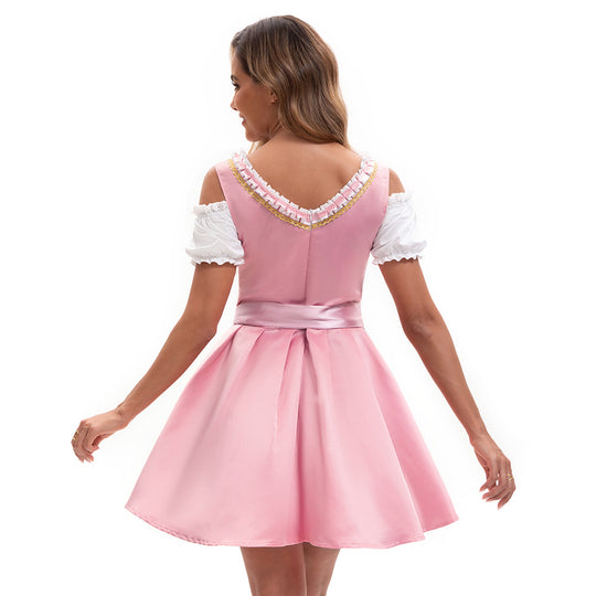 Damen nan Dirndlkleid mit Spitzen-Schürze, dekorativer Schnürung und Puffärmeln Shop Nory