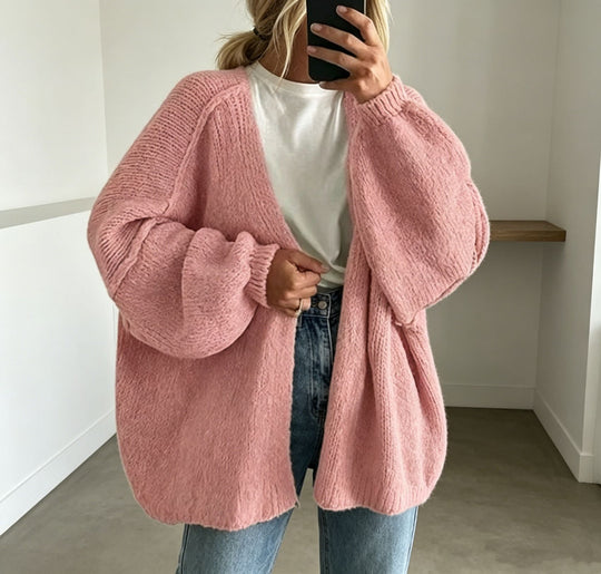 Damen Oversized Grobstrick-Cardigan mit weitem Ärmel Shop Nory