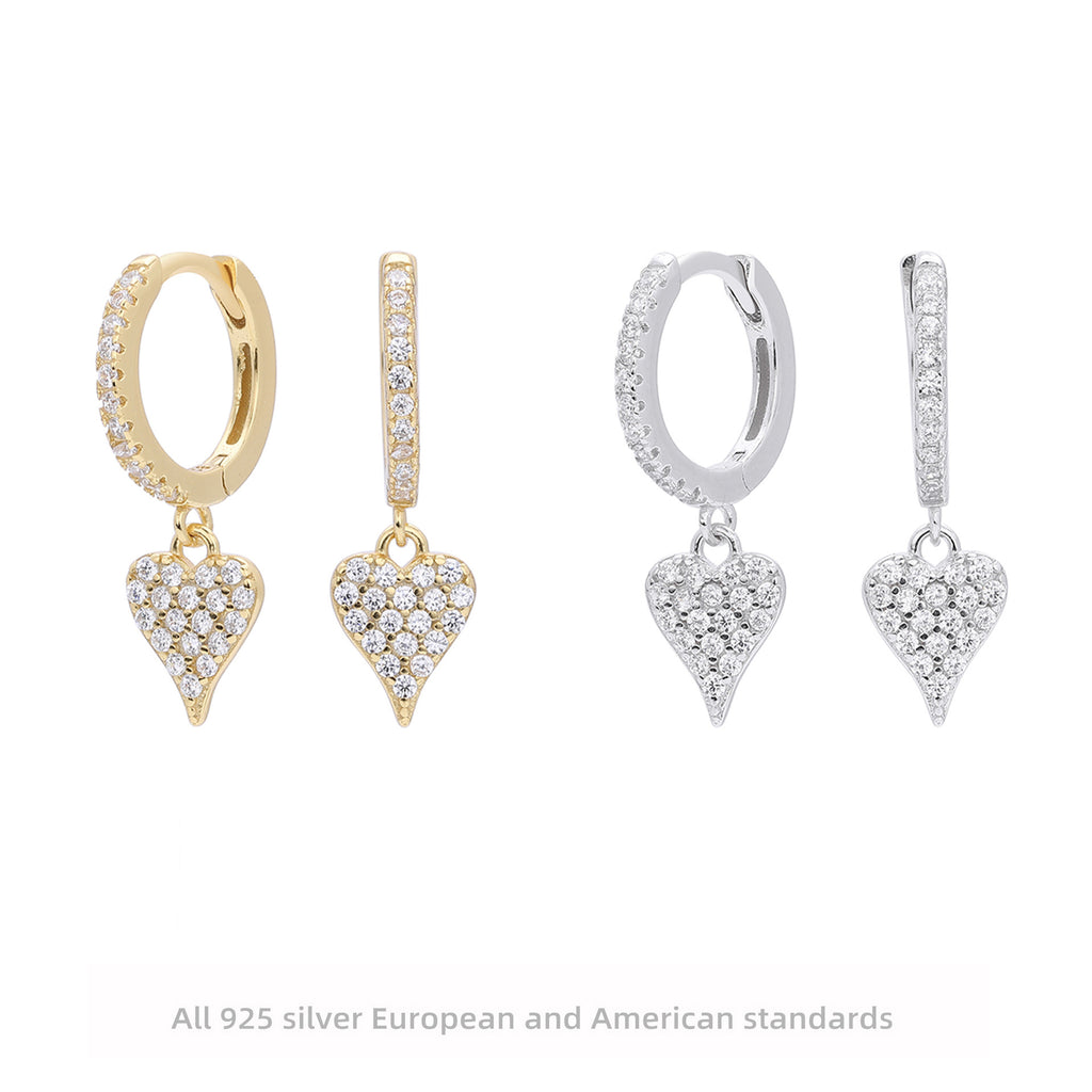 Damen Ohrhänger mit funkelndem Herzanhänger aus hochwertigem 925 Sterling Silber Shop Nory