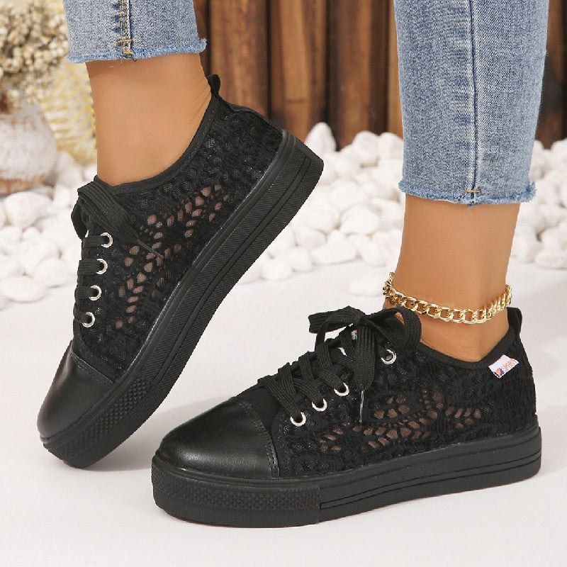 Damen Freizeit Sneakers mit atmungsaktivem Spitzen-Obermaterial und rutschfester Sohle Shopnory