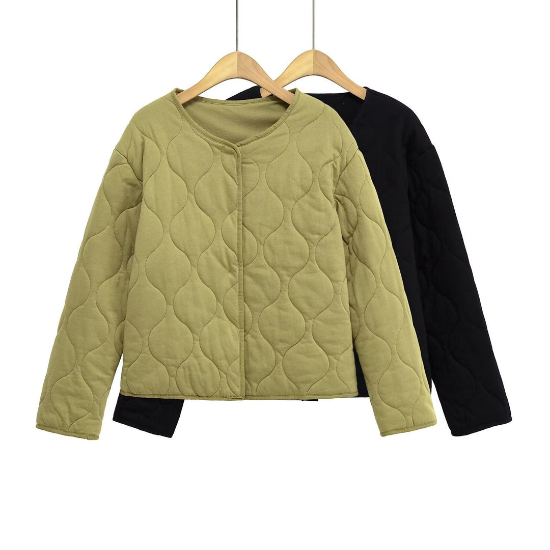 Damen Steppjacke ohne Kragen mit kastiger Silhouette und tonaler Wellensteppung Shop Nory