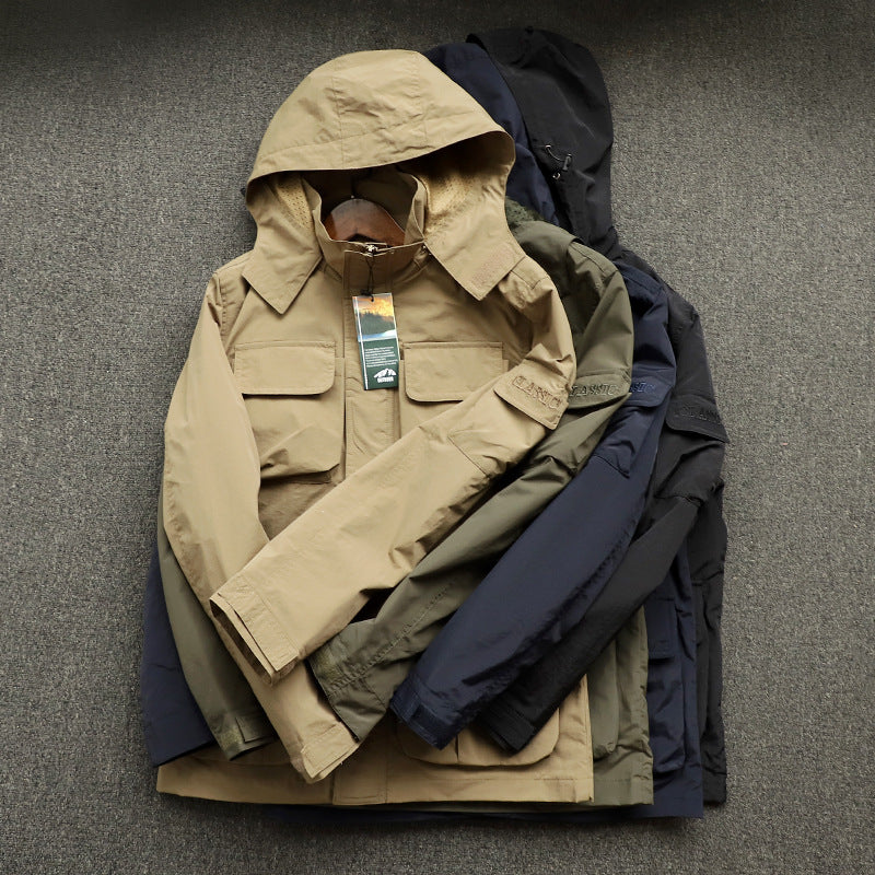 Herren urbane Feldjacke mit Mehrfach‑Taschen, windabweisender Oberfläche und verdeckter Kapuze Shop Nory