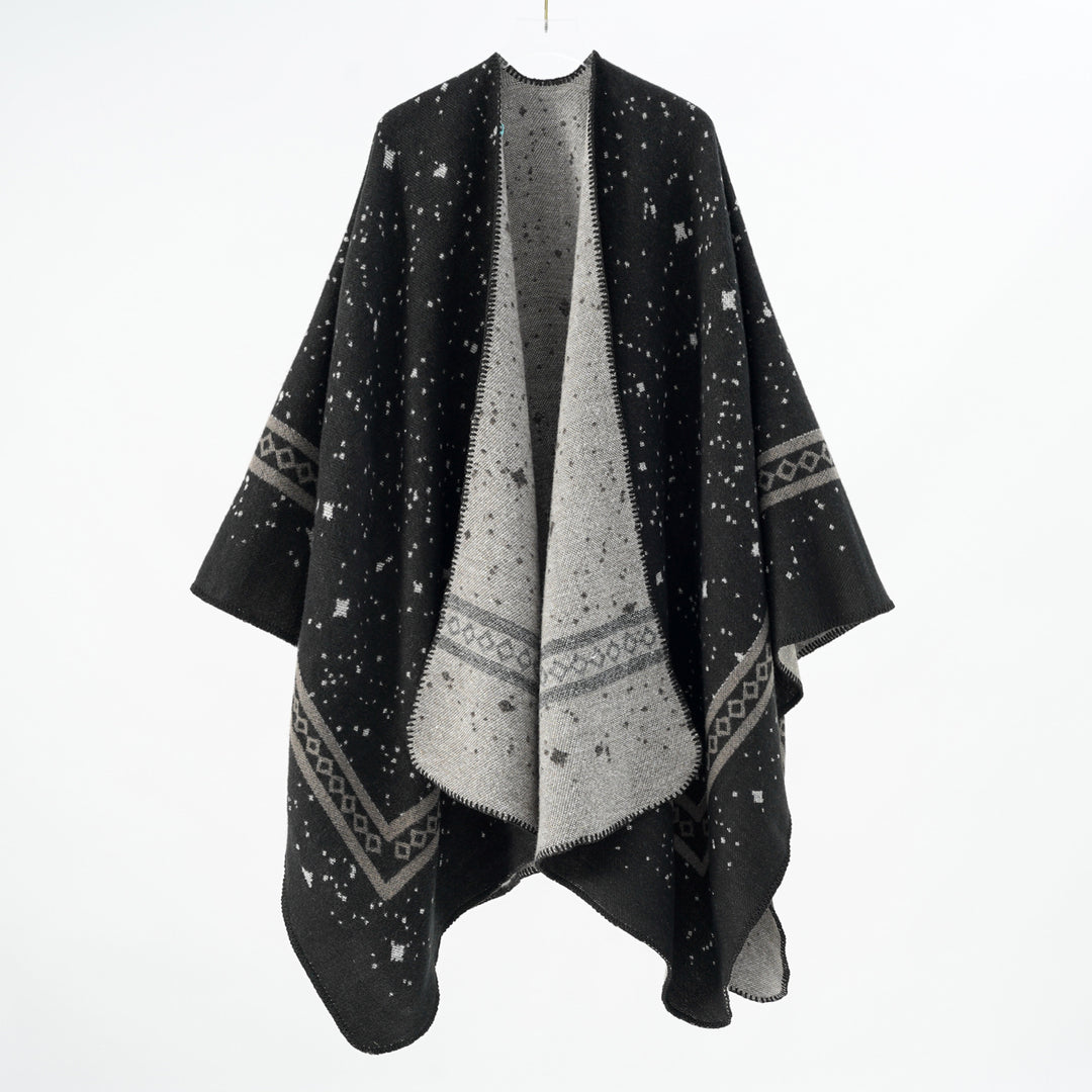 Damen Oversize-Umhangcape aus Wollmix mit zweifarbiger Wendestruktur Shop Nory