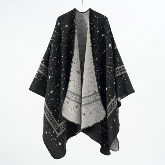 Damen Oversize-Umhangcape aus Wollmix mit zweifarbiger Wendestruktur Shop Nory