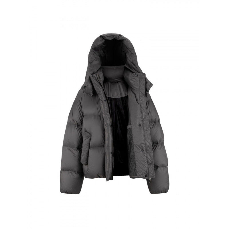 Damen Kurz gepolsterte Crop‑Steppjacke mit Volumen‑Kapuze und verdeckter Druckknopfleiste Shop Nory