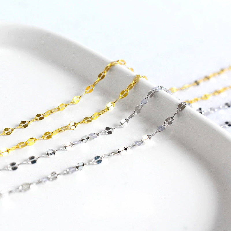 Damen feine Kette mit glänzenden, ovalen Glieder-Elementen Shop Nory