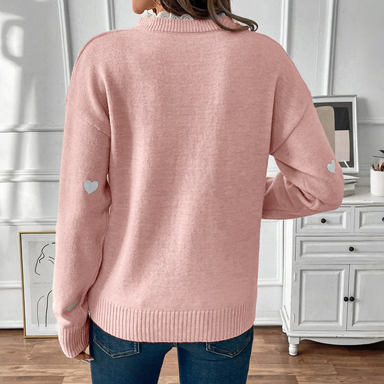 Damen Kuscheliger Pullover mit Herzschnittmuster Shop Nory