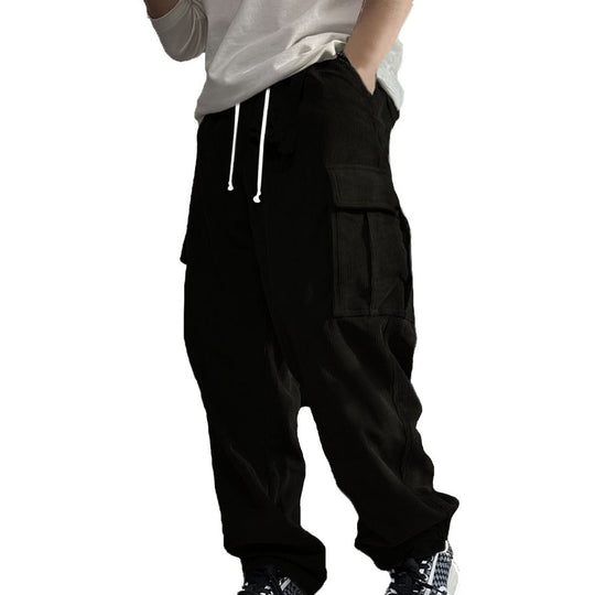 Herren Weite Cord-Cargo-Hose mit Tunnelzug, Elastikbund & Multifunktionstaschen Shop Nory