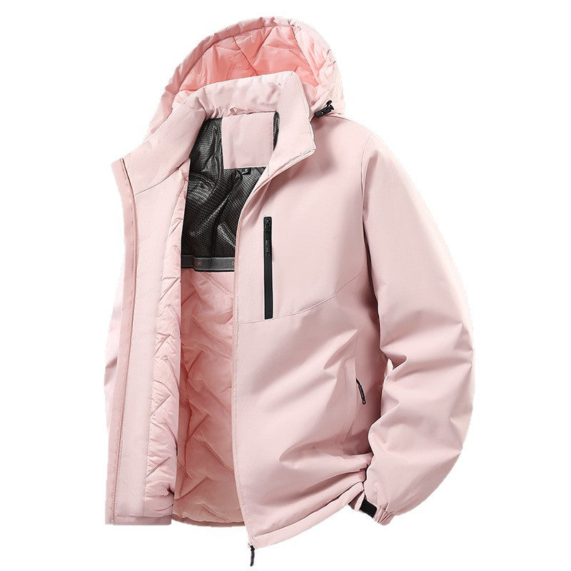Herren Leichte isolierte Hybrid-Outdoorjacke mit Thermofutter, Kapuze und wasserdichten Reißverschlüssen Shop Nory