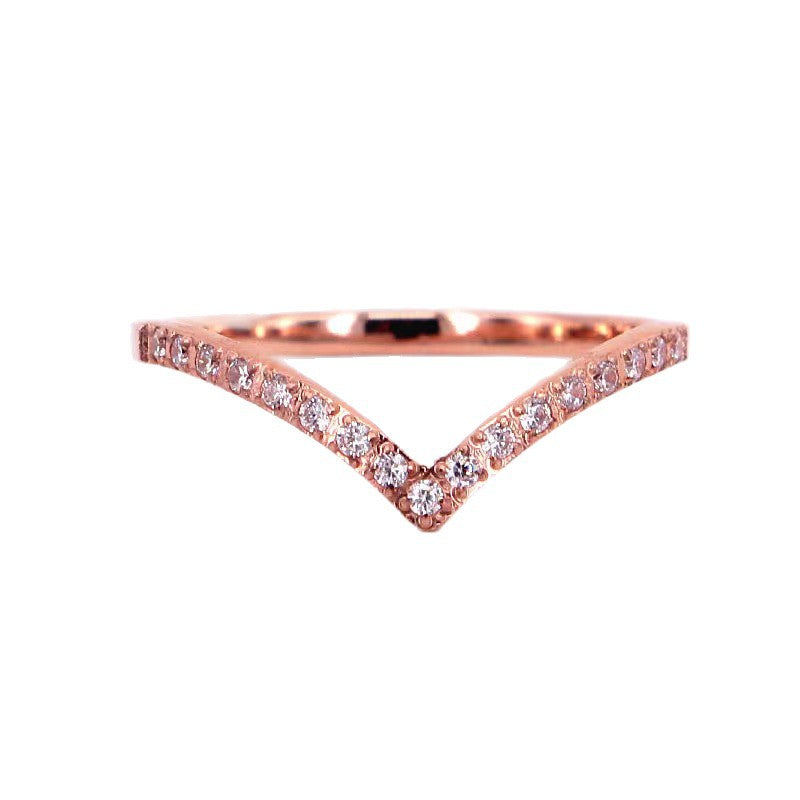 Damen V-förmiger Ring mit Kristallakzenten Shop Nory
