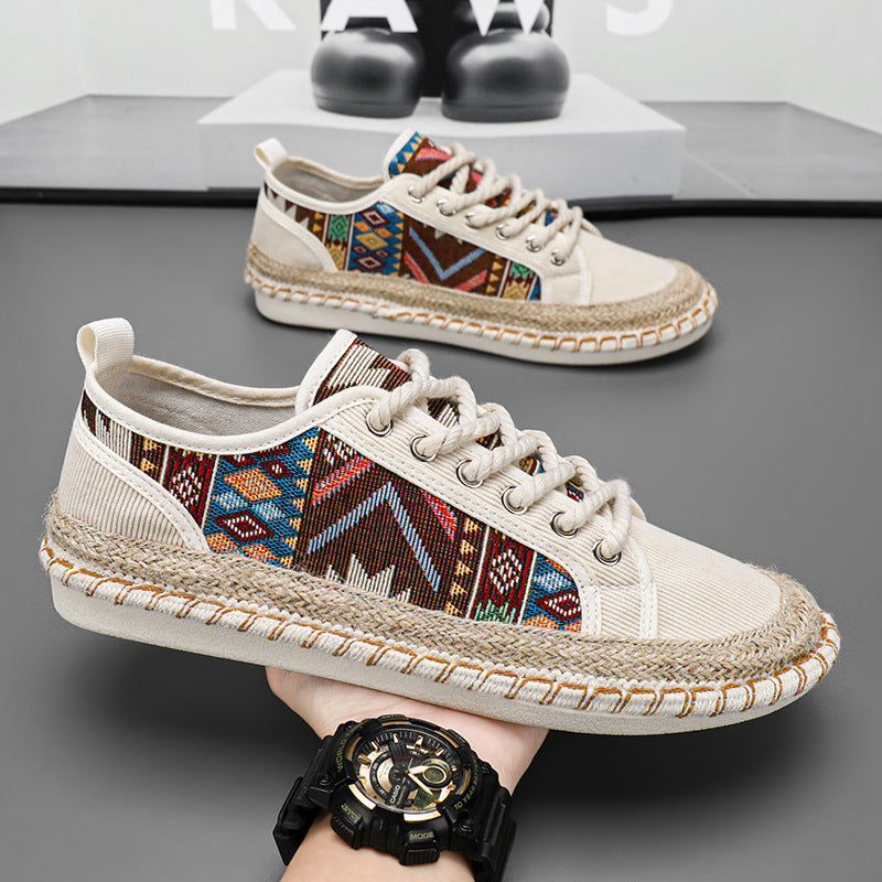 Unisex Espadrille-Sneaker mit geflochtenem Jutemittelsohle und ethnischem Webmuster Shopy Nory