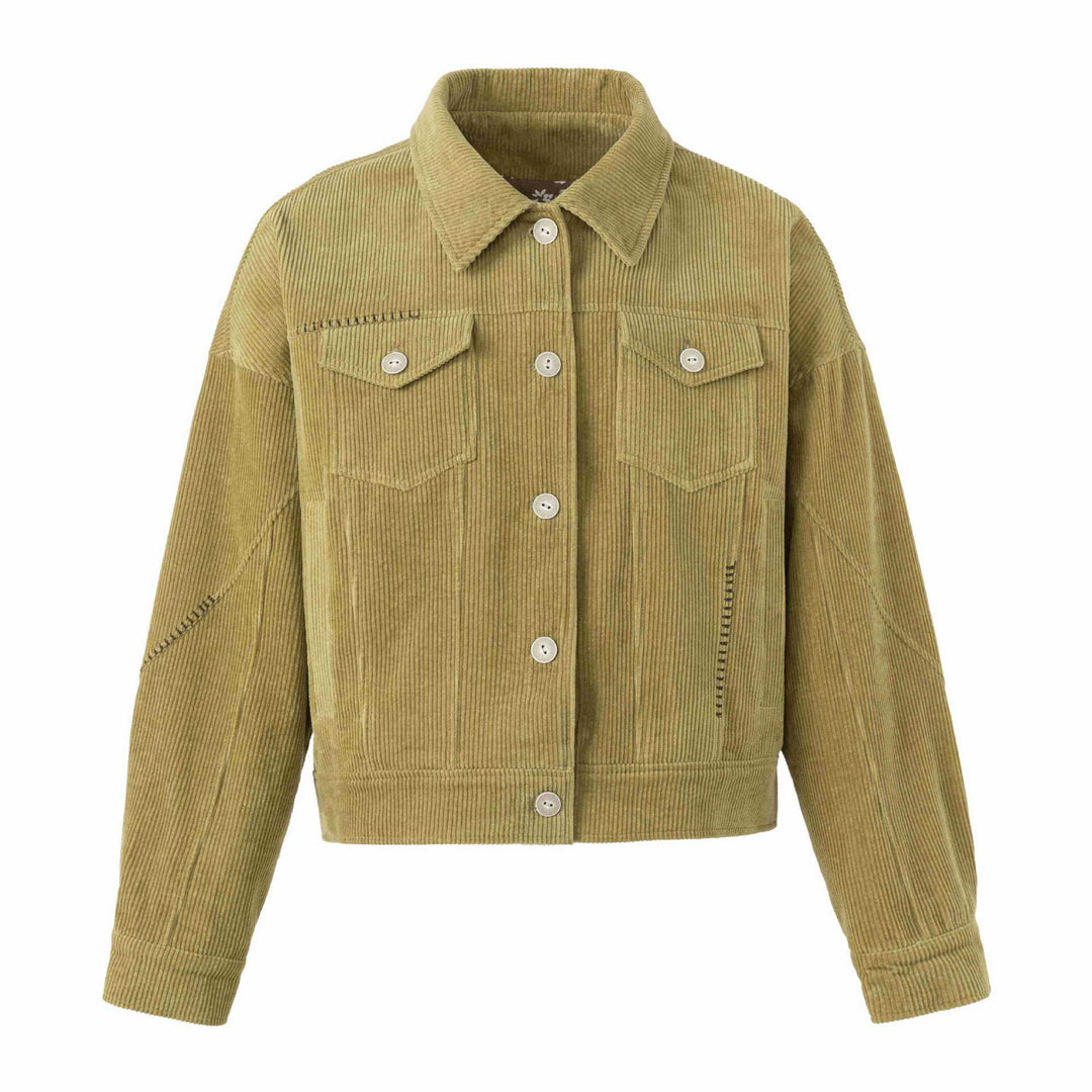 Damen Kurz geschnittene Cord‑Truckerjacke im Boxy‑Cut mit Pattentaschen Shop Nory