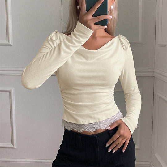 Damen Elegantes Oberteil mit schmalem Schlauchdesign und Rüschendetails Shop Nory