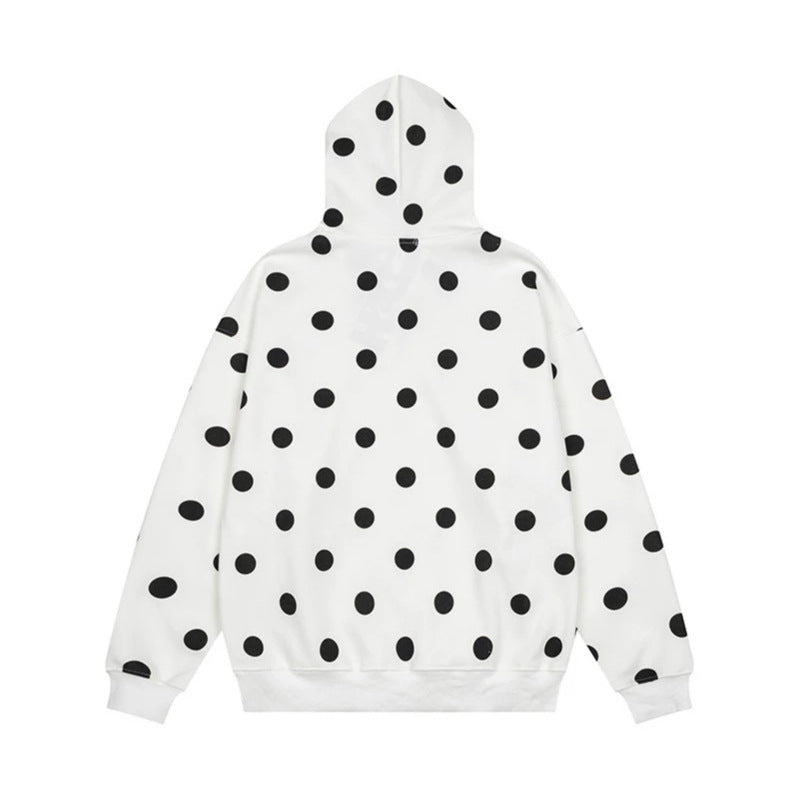 Damen Oversize-Kapuzenpullover mit Polka-Dot-Allover und Kängurutasche Shop Nory