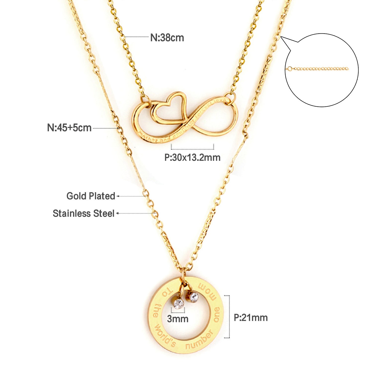 Damen Mehrlagige Halskette mit unendlichem Symbol und personalisiertem Anhänger Shop Nory