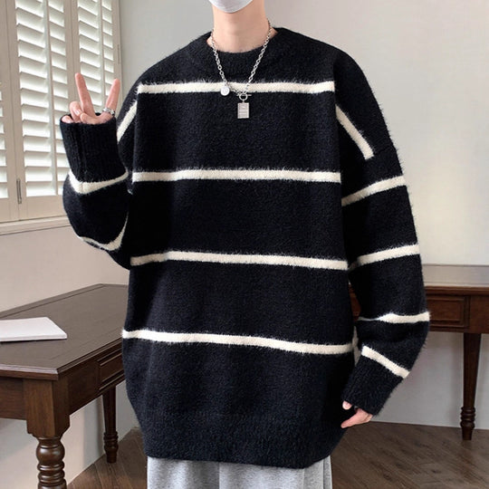 Unisex Oversized Strickpullover mit gestreiftem Design Shop Nory