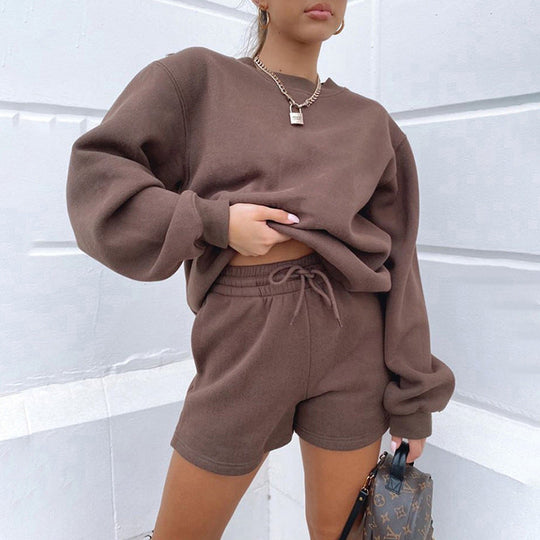 Damen Lässiges Sweater-Shorts-Set mit hohem Tragekomfort