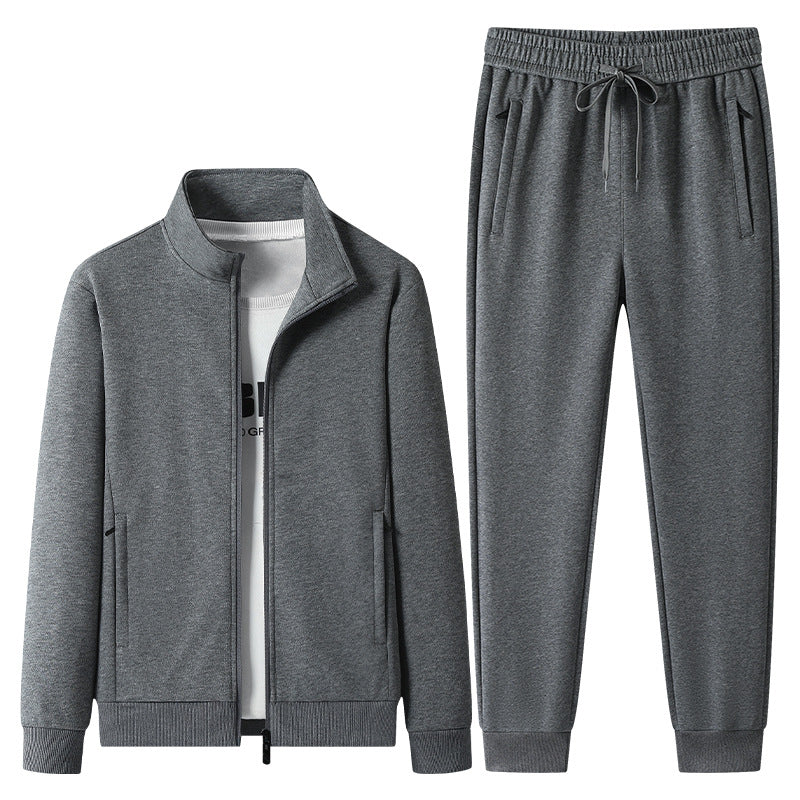 Herren Jogginganzug-Set aus Baumwollmix mit Stehkragen Reißverschlussjacke und Kordelbundhose Shop Nory