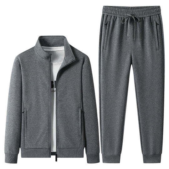 Herren Jogginganzug-Set aus Baumwollmix mit Stehkragen Reißverschlussjacke und Kordelbundhose Shop Nory