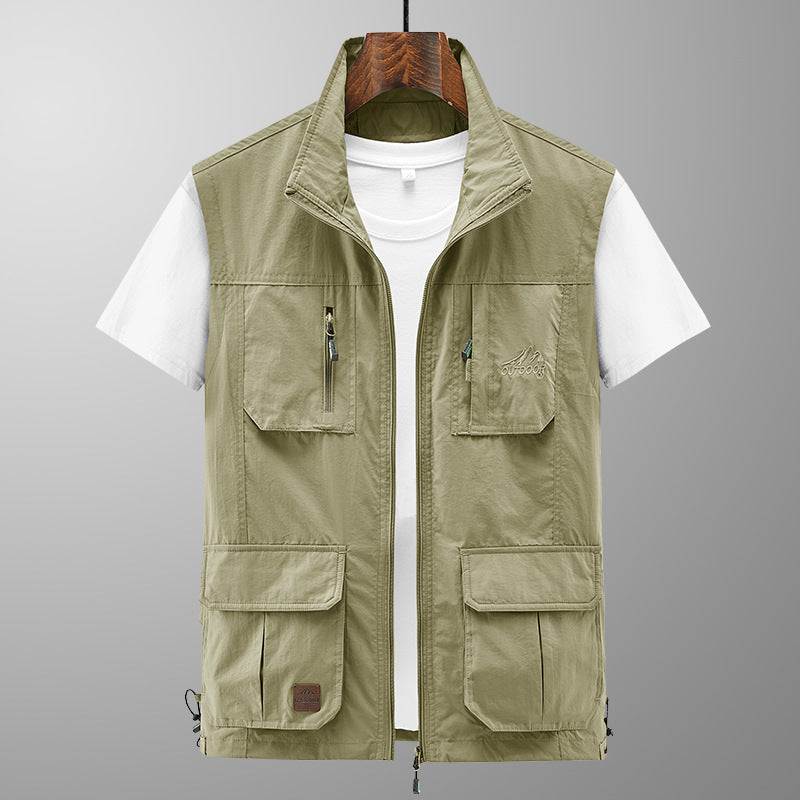 Herren Leichte Utility-Weste mit Stehkragen, Reißverschluss‑Front und Mehrfach‑Zip‑Taschen Shop Nory