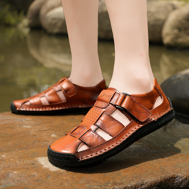 Herren Bequeme Leder-Sandalen mit verstellbarem Riemen
