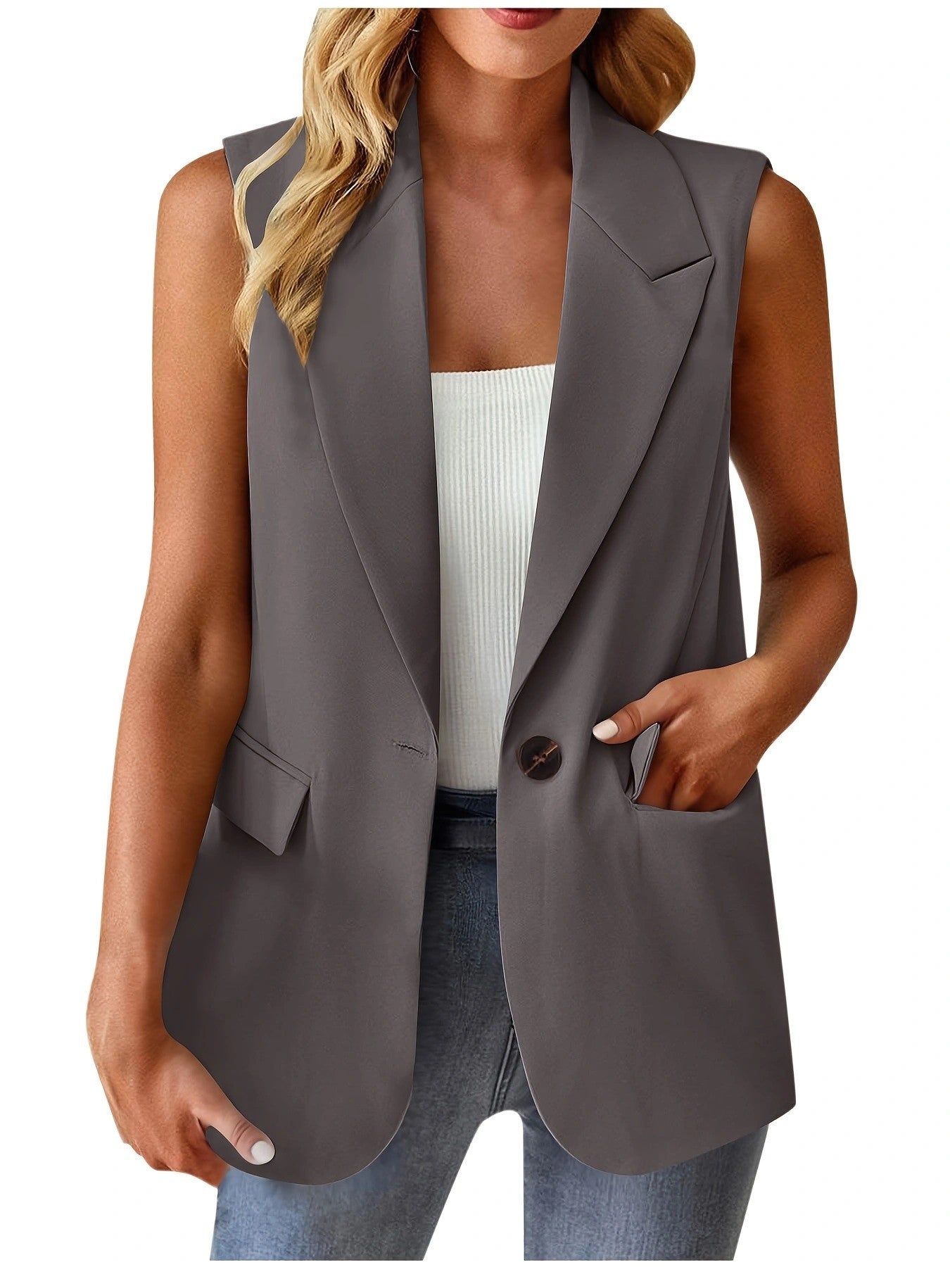 Damen stylische ärmellose Blazerweste