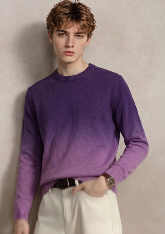 Herren Feinstrick-Pullover mit Dip-Dye-Effekt und Rundhalsausschnitt Shop Nory