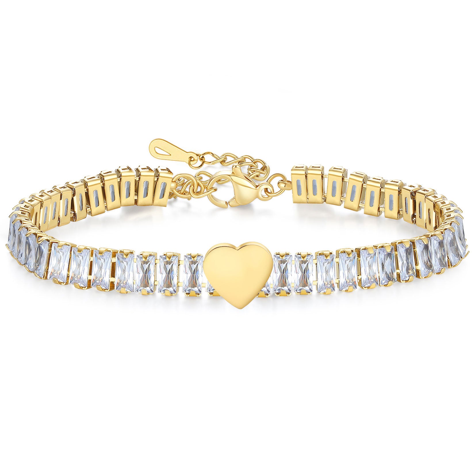 Damen Armband mit funkelndem Zirkonia und herzförmigem Anhänger Shop Nory