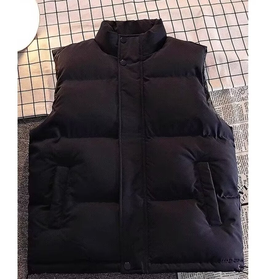 Herren Gepolsterte Ärmellose Steppweste mit Stehkragen und verdeckter Druckknopfleiste Shop Nory