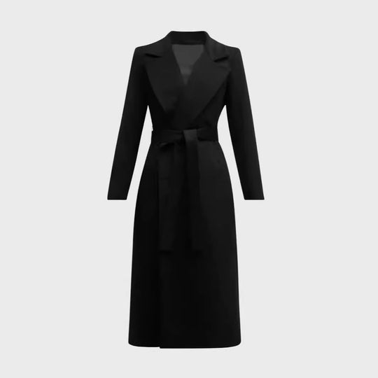 Damen Einreihiger Midilanger Mantel im Clean-Cut mit Taillengürtel und dezenter Pattentasche Shop Nory